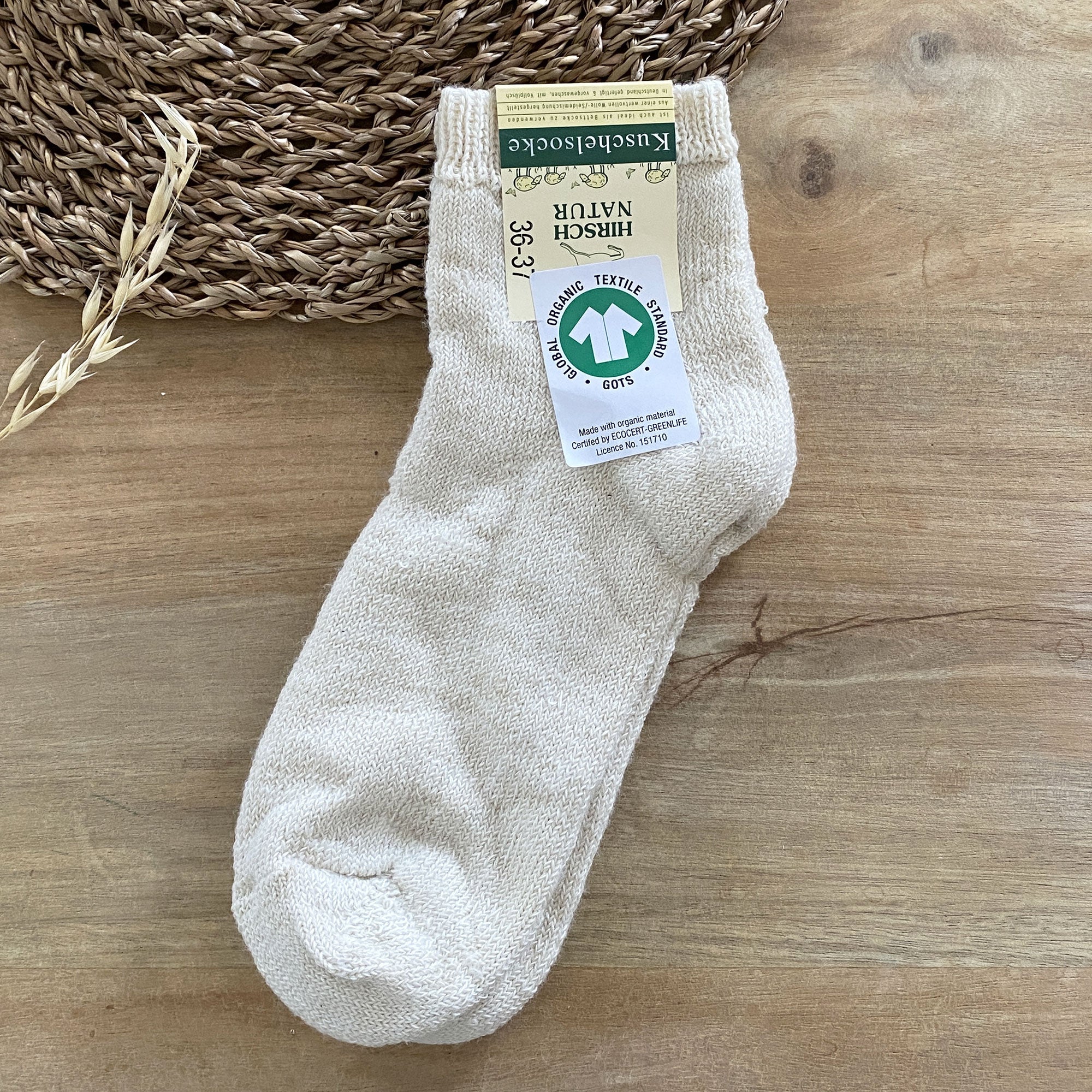 Chaussettes adulte laine et soie EliaYoga Hirsch Natur