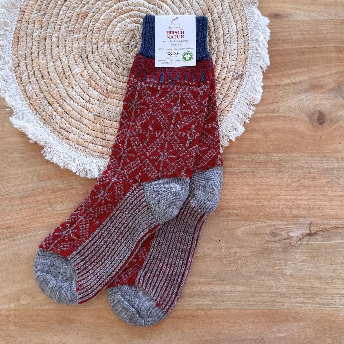 Chaussettes flocons épaisses en laine Hirsch Natur Adulte