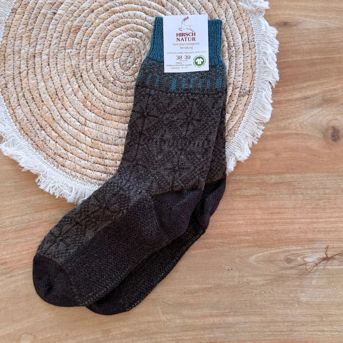 Chaussettes flocons épaisses en laine Hirsch Natur Adulte