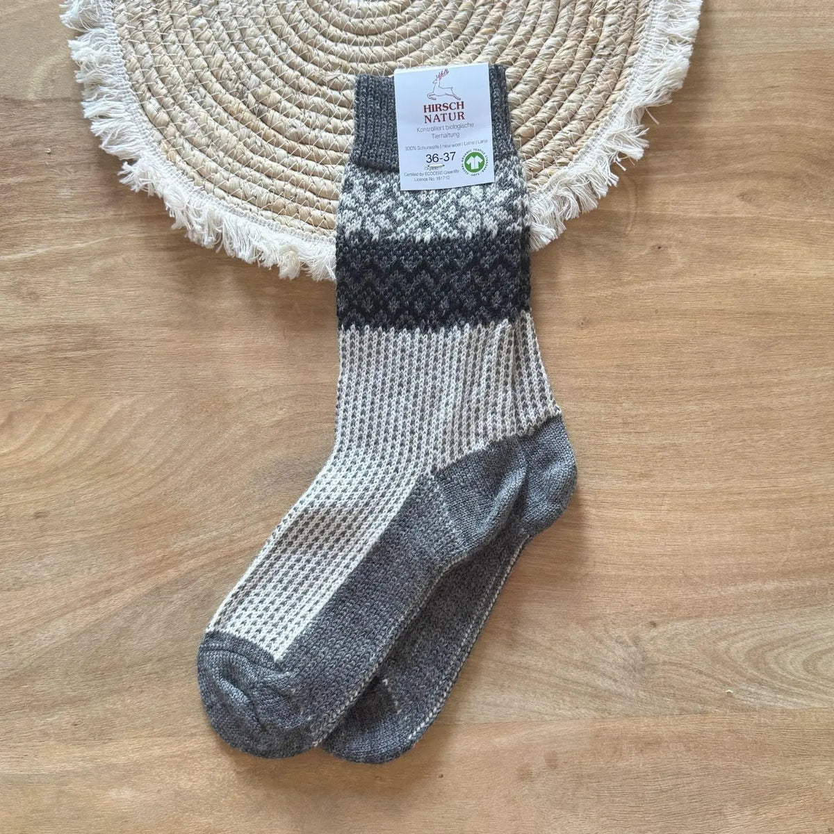 Chaussettes flocons en laine bio Hirsch Natur Adulte – Épaisseur moyenne