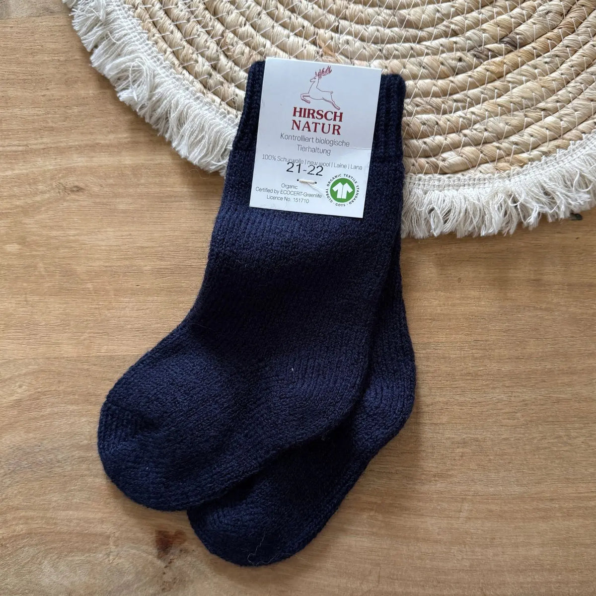 Chaussettes épaisses en pure laine pour enfants Hirsch Natur