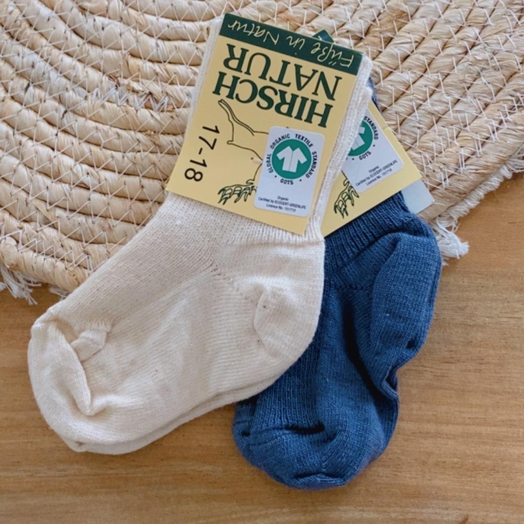 Chaussettes fines en laine et coton Hirsch Natur - Kids