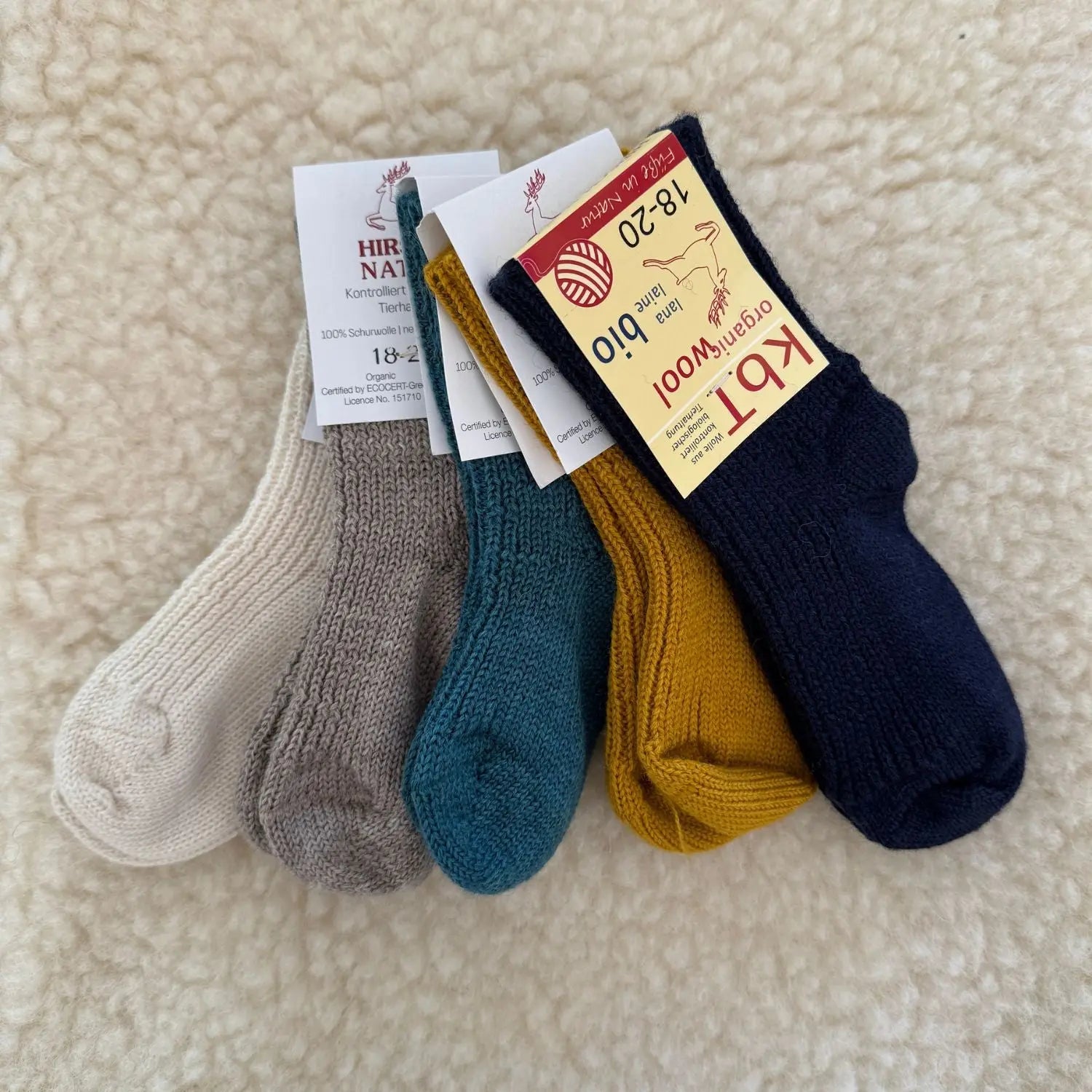 Chaussettes en pure laine pour enfants Hirsch Natur