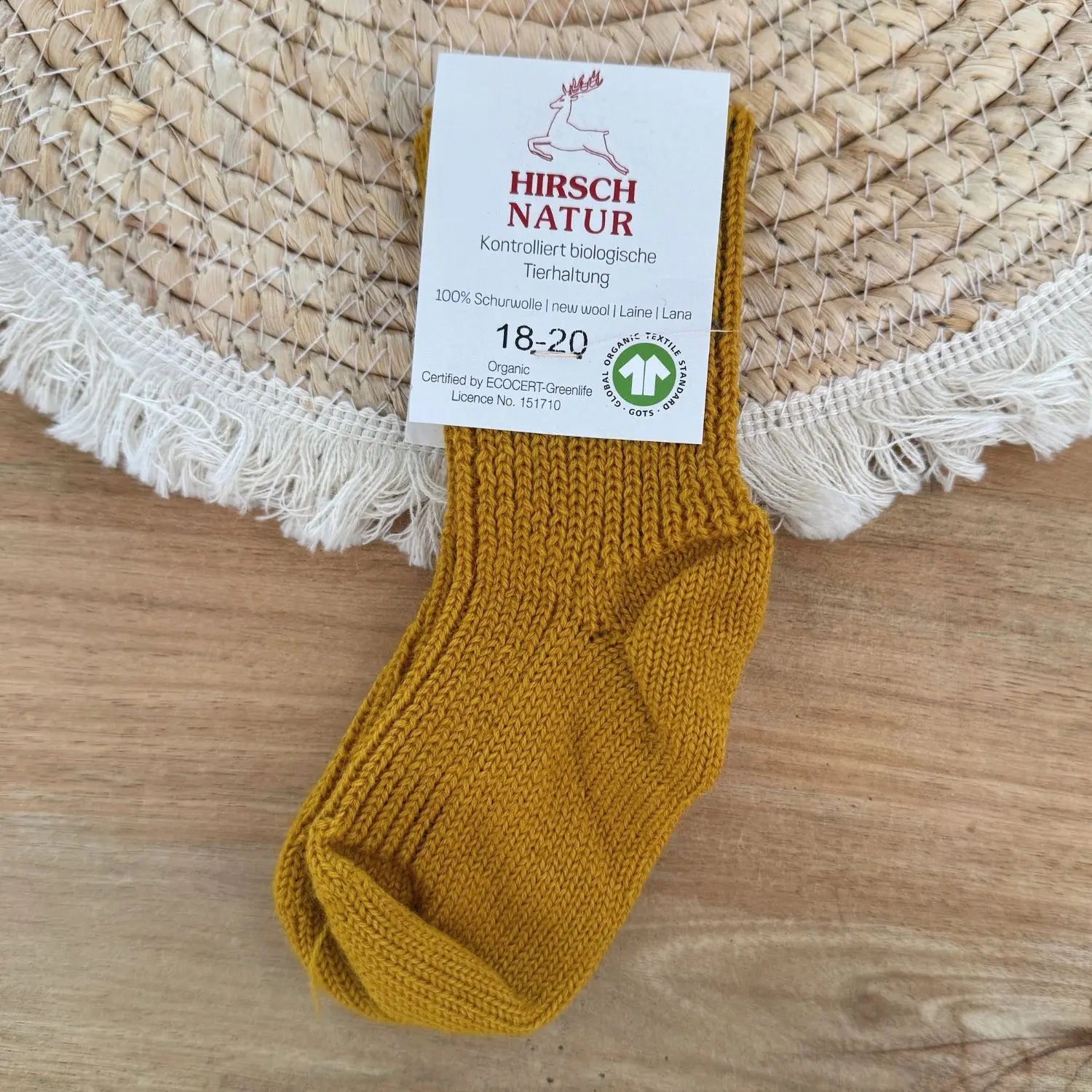 Chaussettes en pure laine pour enfants Hirsch Natur