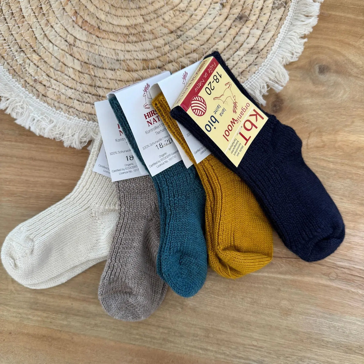Chaussettes en pure laine pour enfants Hirsch Natur