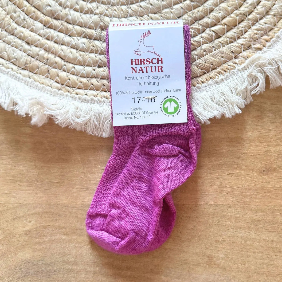 Chaussettes fines en laine Hirsch Natur - Kids