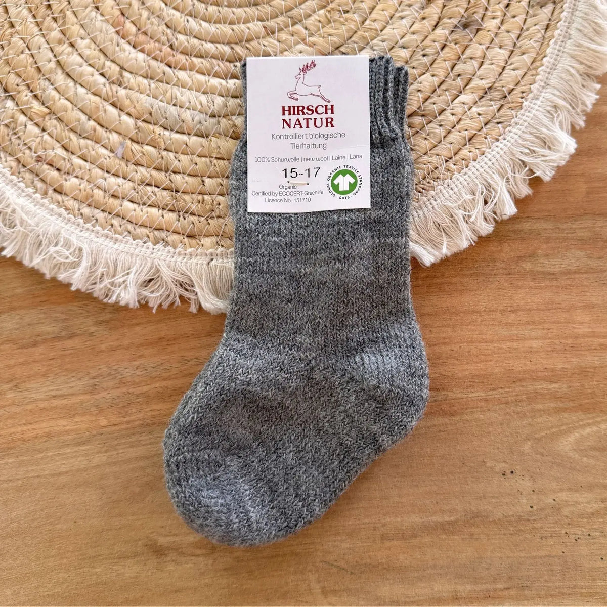 Chaussettes épaisses en pure laine pour enfants Hirsch Natur