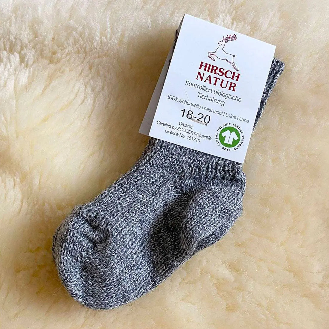 Chaussettes en pure laine pour enfants Hirsch Natur - Lilinappy