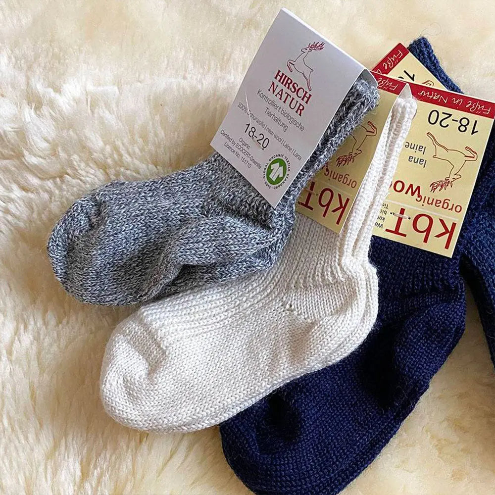 Chaussettes en pure laine pour enfants Hirsch Natur - Lilinappy