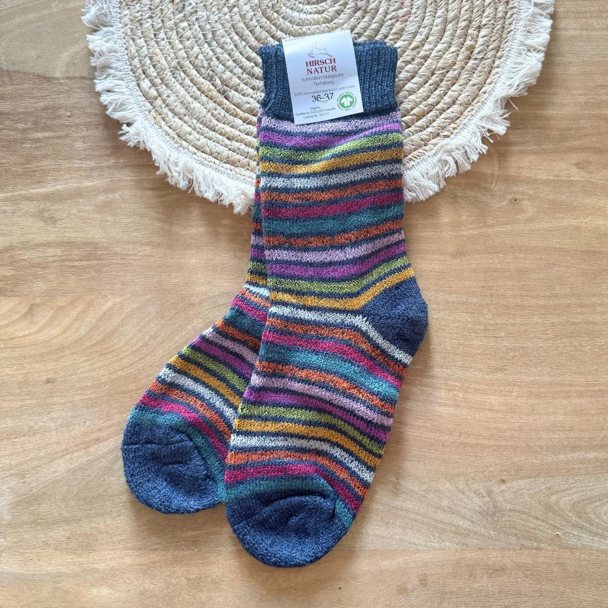 Chaussettes épaisses en laine Hirsch Natur Adulte Rainbow