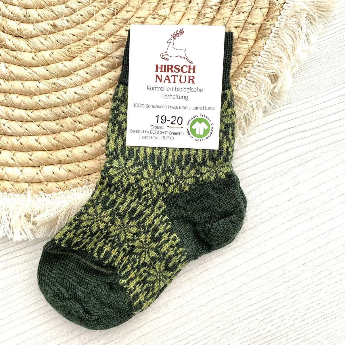 Chaussettes fines en laine motif étoile Hirsch Natur - Kids - Lilinappy