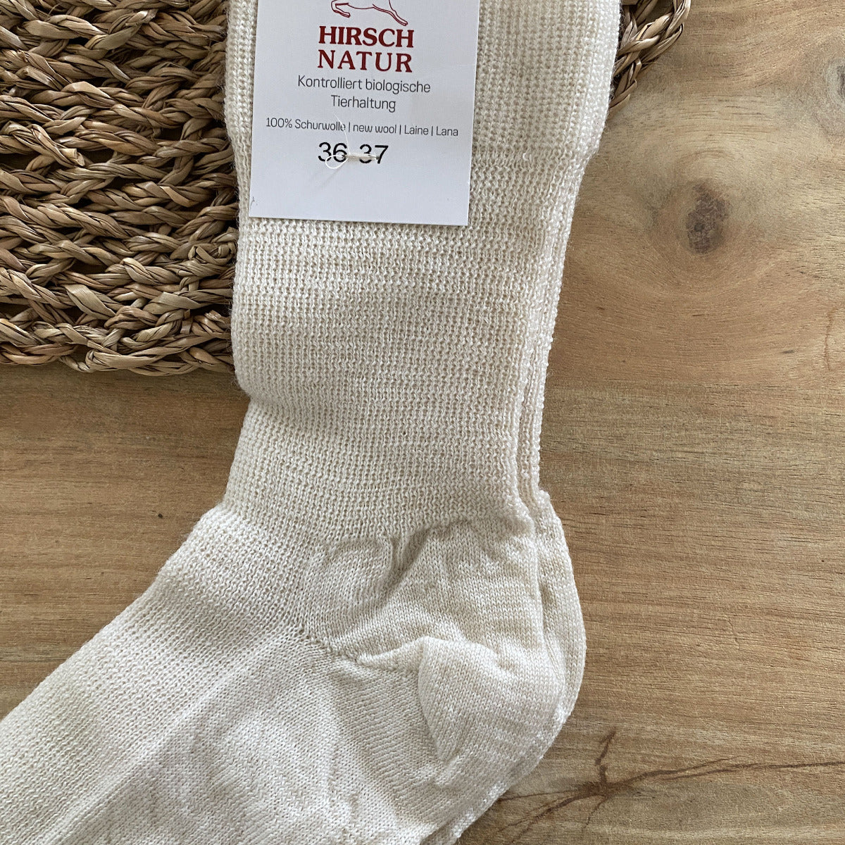 Chaussettes fines en laine Hirsch Natur Adulte