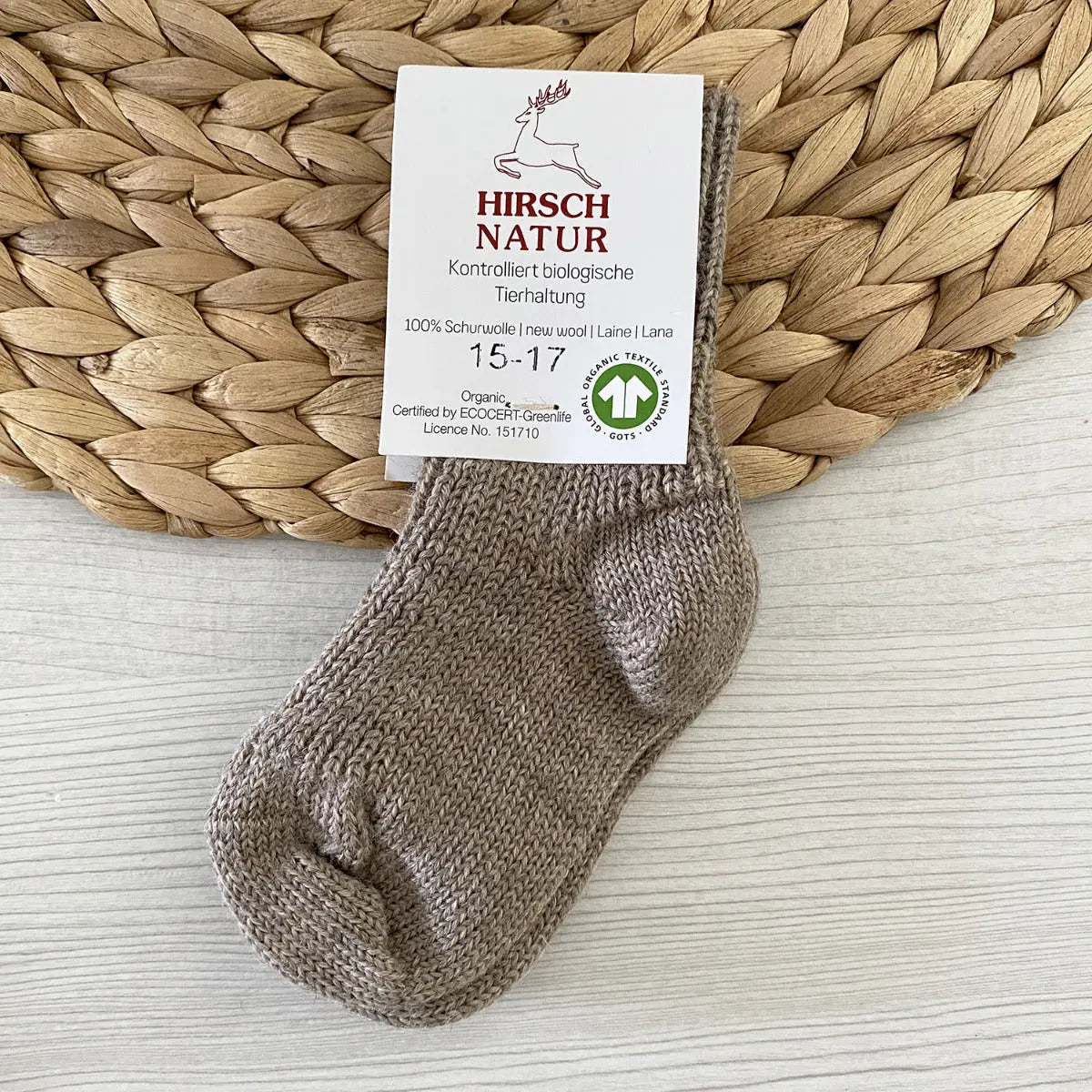 Chaussettes en pure laine pour enfants Hirsch Natur - Lilinappy