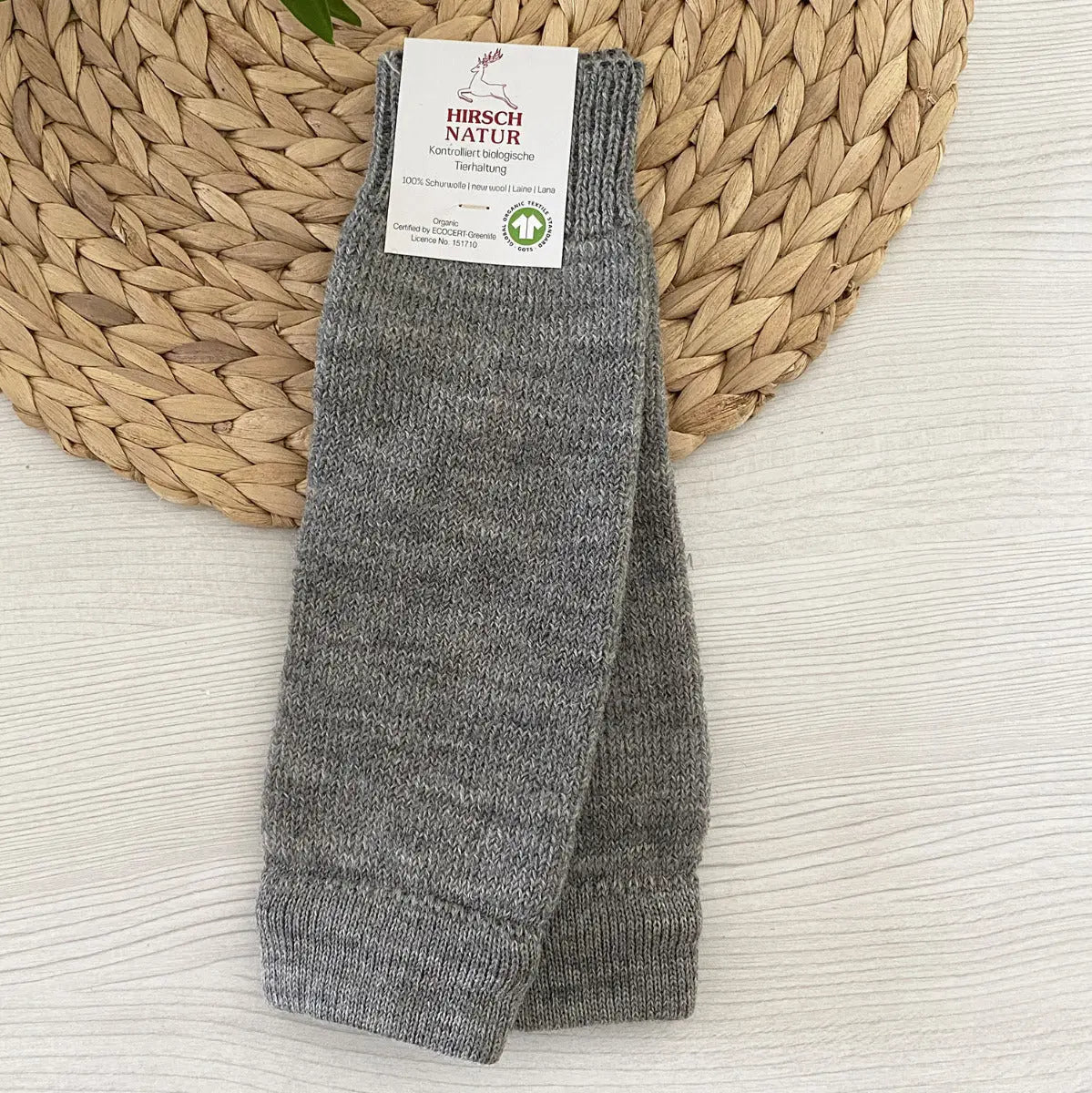 Jambières en laine vierge bio Hirsch Natur – Gris - Lilinappy
