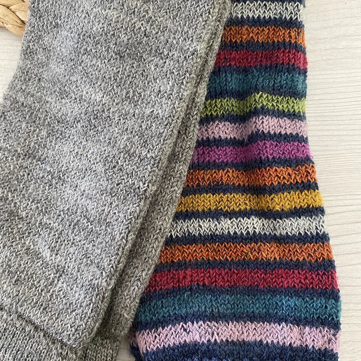 Jambières en laine vierge bio Hirsch Natur – Rayures colorées - Lilinappy