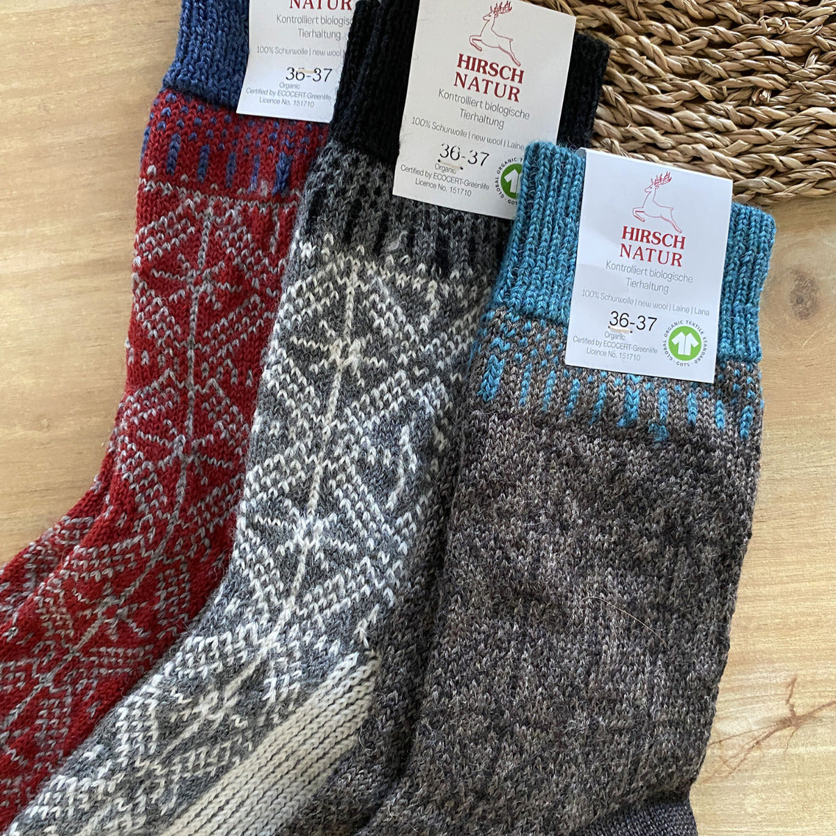Chaussettes flocons épaisses en laine Hirsch Natur Adulte - Lilinappy