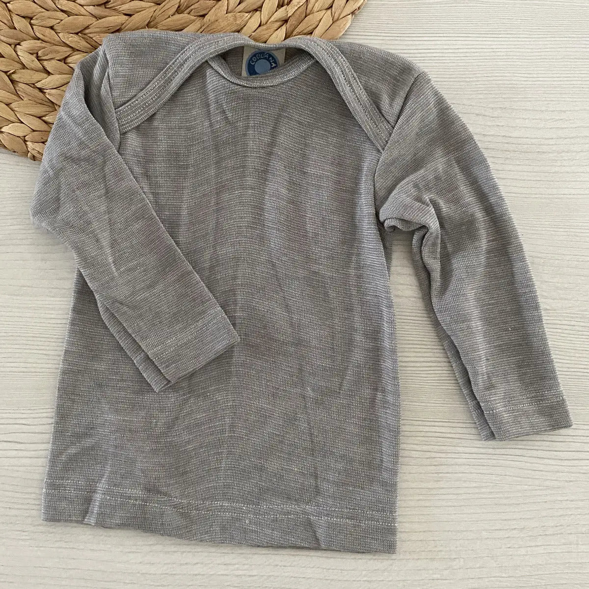 Tee-shirt manches longues en laine et soie Cosilana - Gris chiné