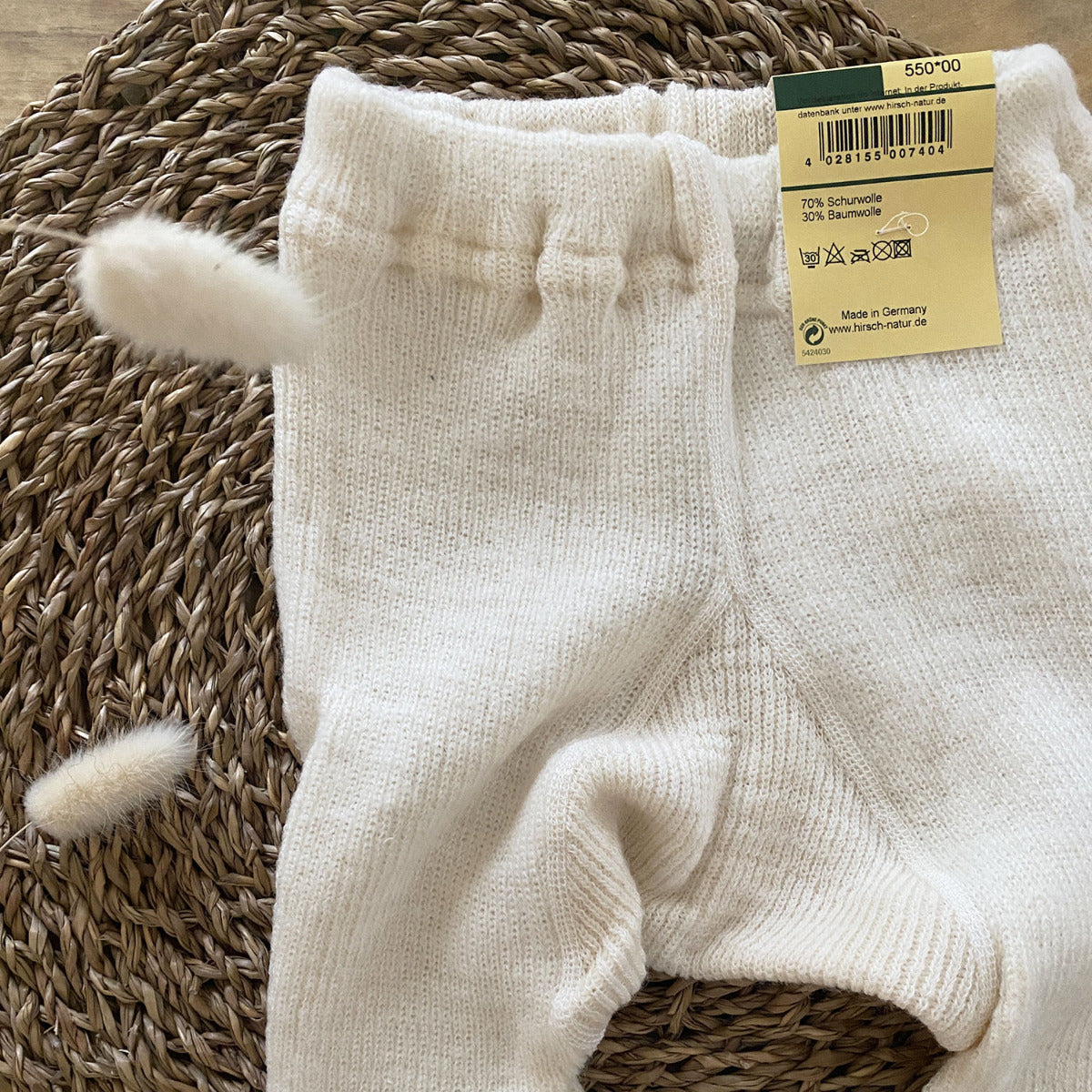 Collant en laine et coton bio Hirsch Natur – Coloris Naturel