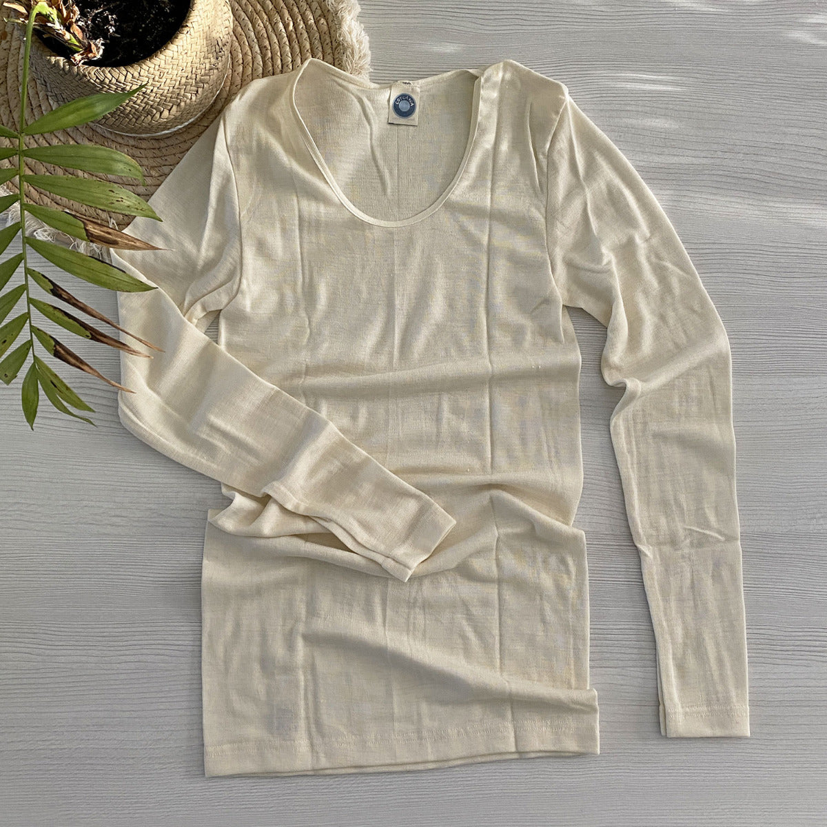 T-shirt à ML pour femme en laine et soie Cosilana - Naturel - Lilinappy