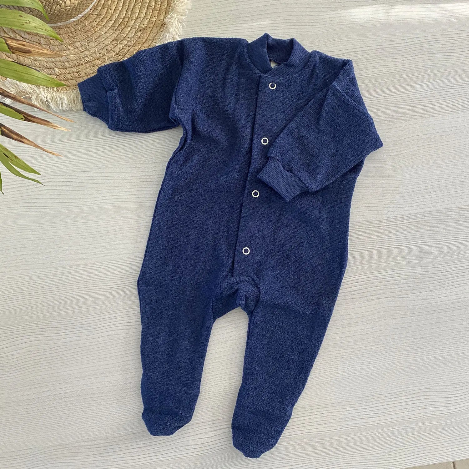 Pyjama en éponge de laine Cosilana - Marine - Lilinappy