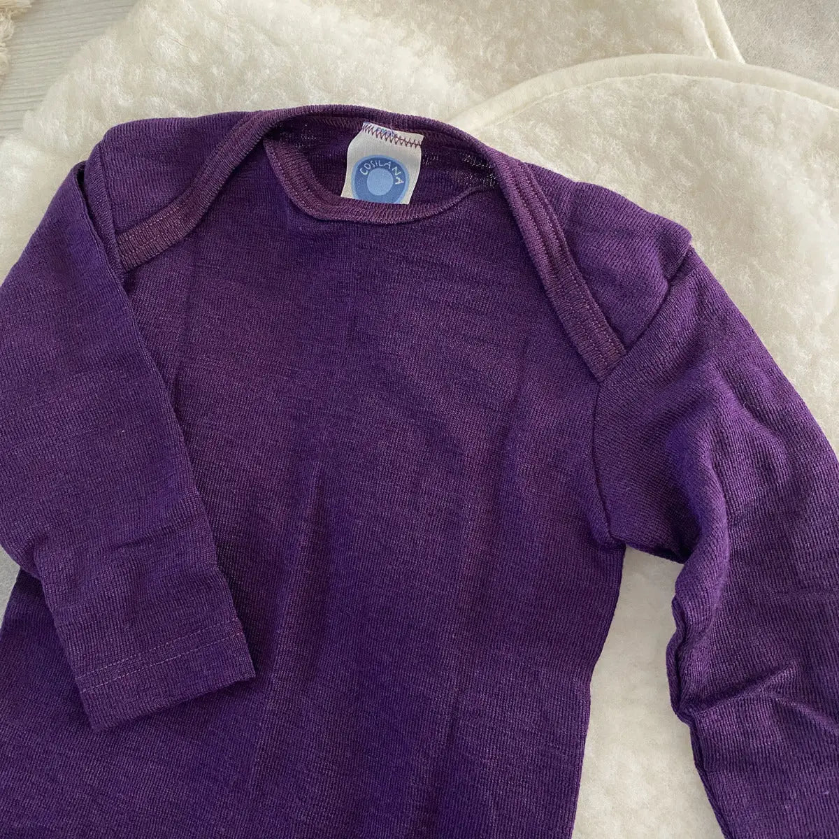 Body à manches longues en laine et soie Cosilana - Prune