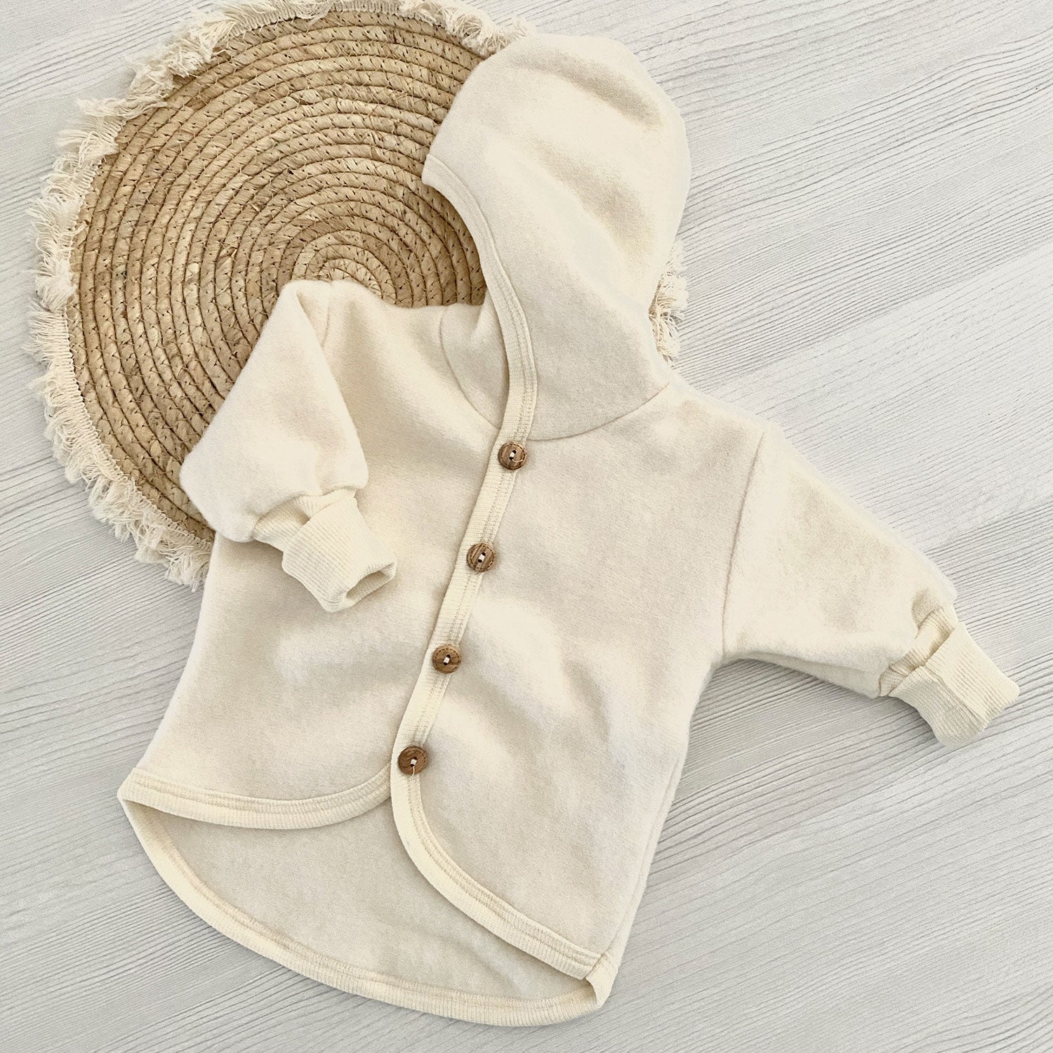 Veste en polaire de laine et coton bio Cosilana Naturel - Lilinappy