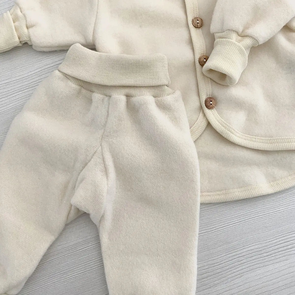 Pantalon en polaire de laine et coton bio Cosilana Naturel
