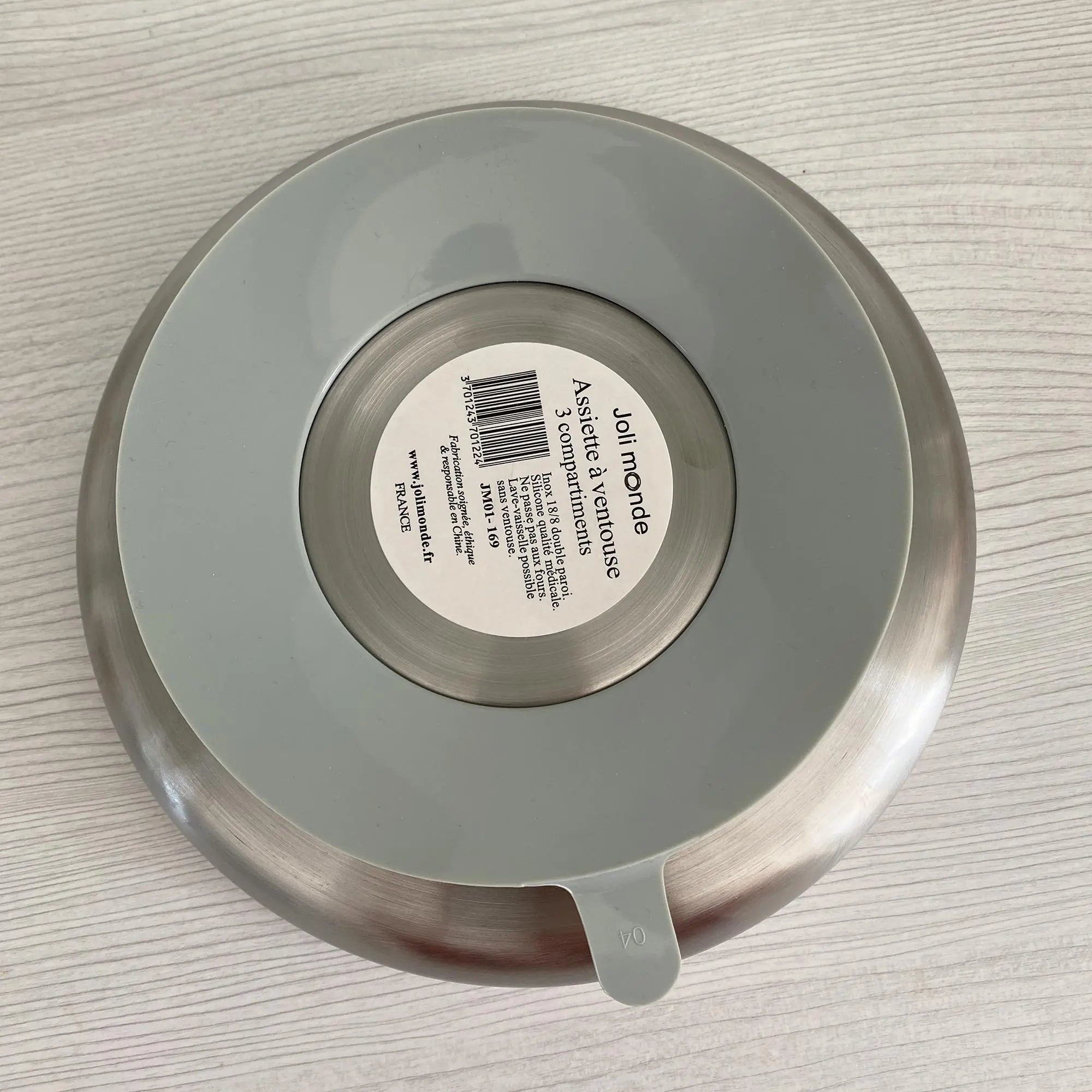 Assiette bébé inox à ventouse 3 compartiments Joli Monde