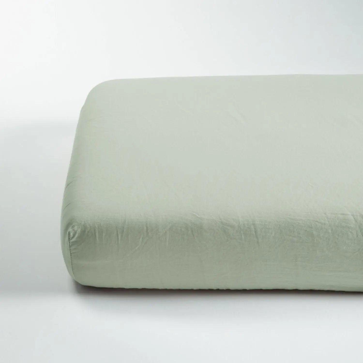 Drap housse bébé Satin de Coton Bio lavé Kadolis - Tilleul