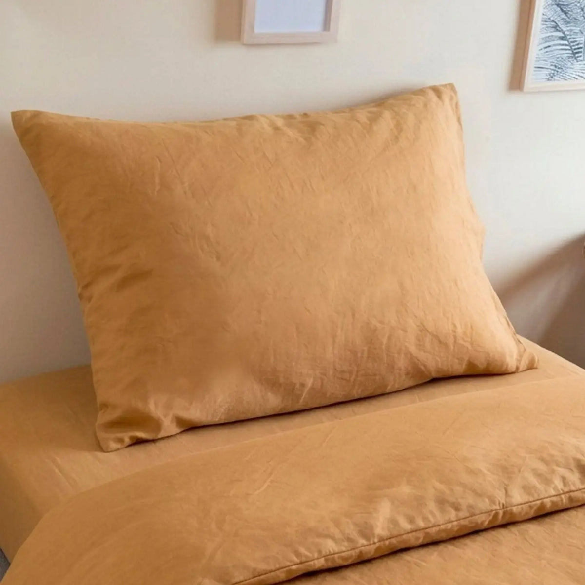 Taie d'oreiller Satin de Coton Bio lavé Kadolis - Ambre