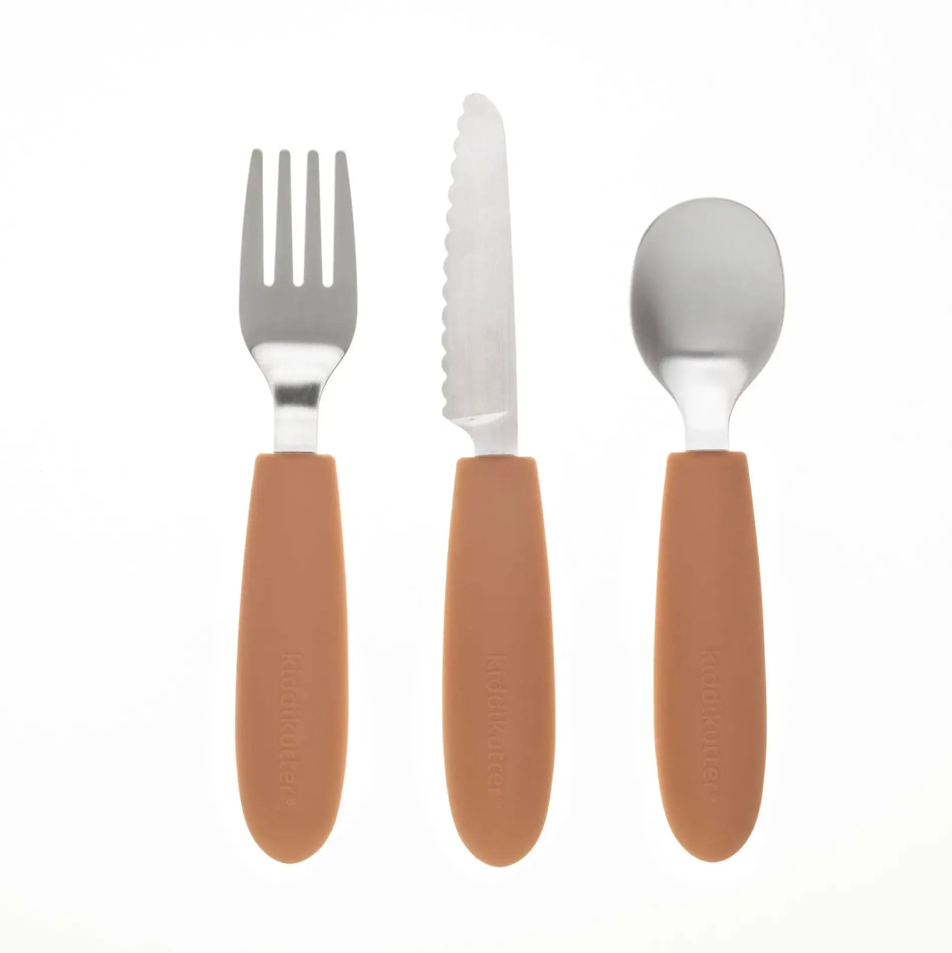 Set de couverts enfant en inox & silicone KiddiKutter - Orange