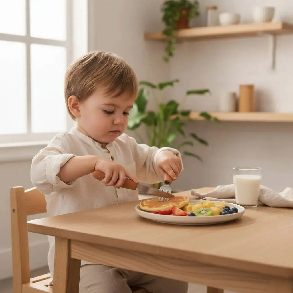 Set de couverts enfant en inox & silicone KiddiKutter - Sage