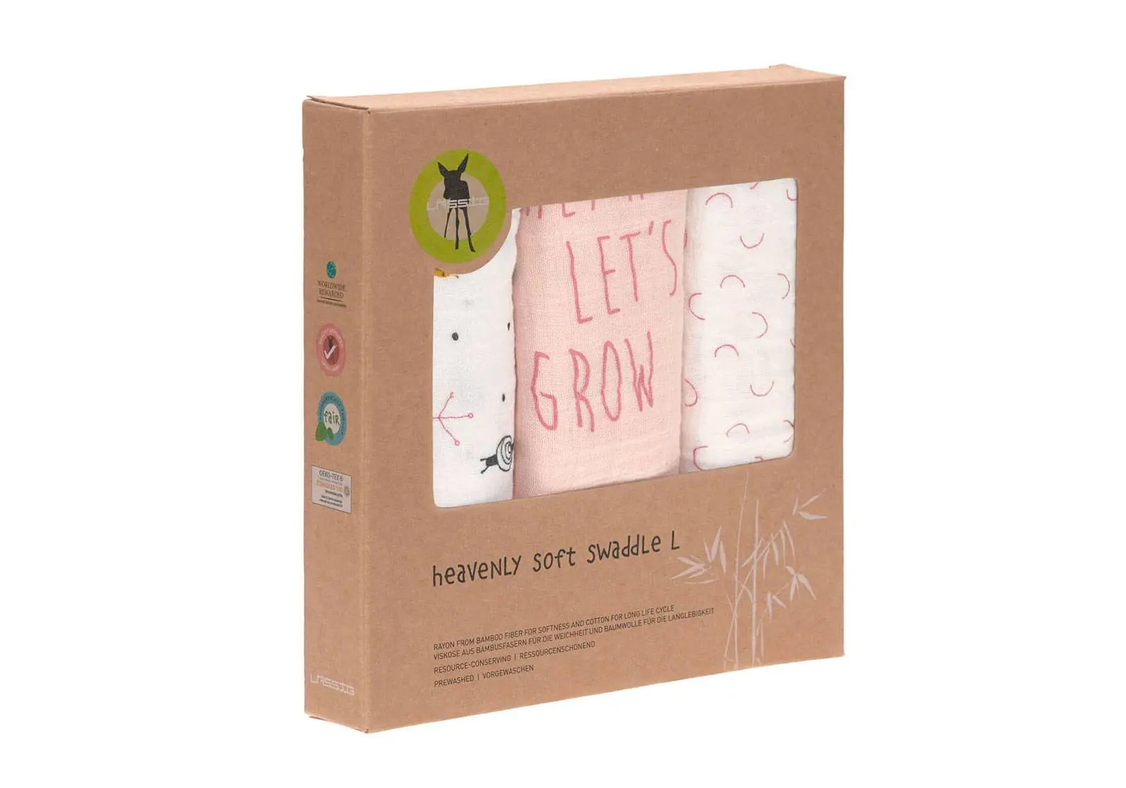 Lot de trois langes en coton et bambou ultra doux pour bébé Lässig, modèle Pois