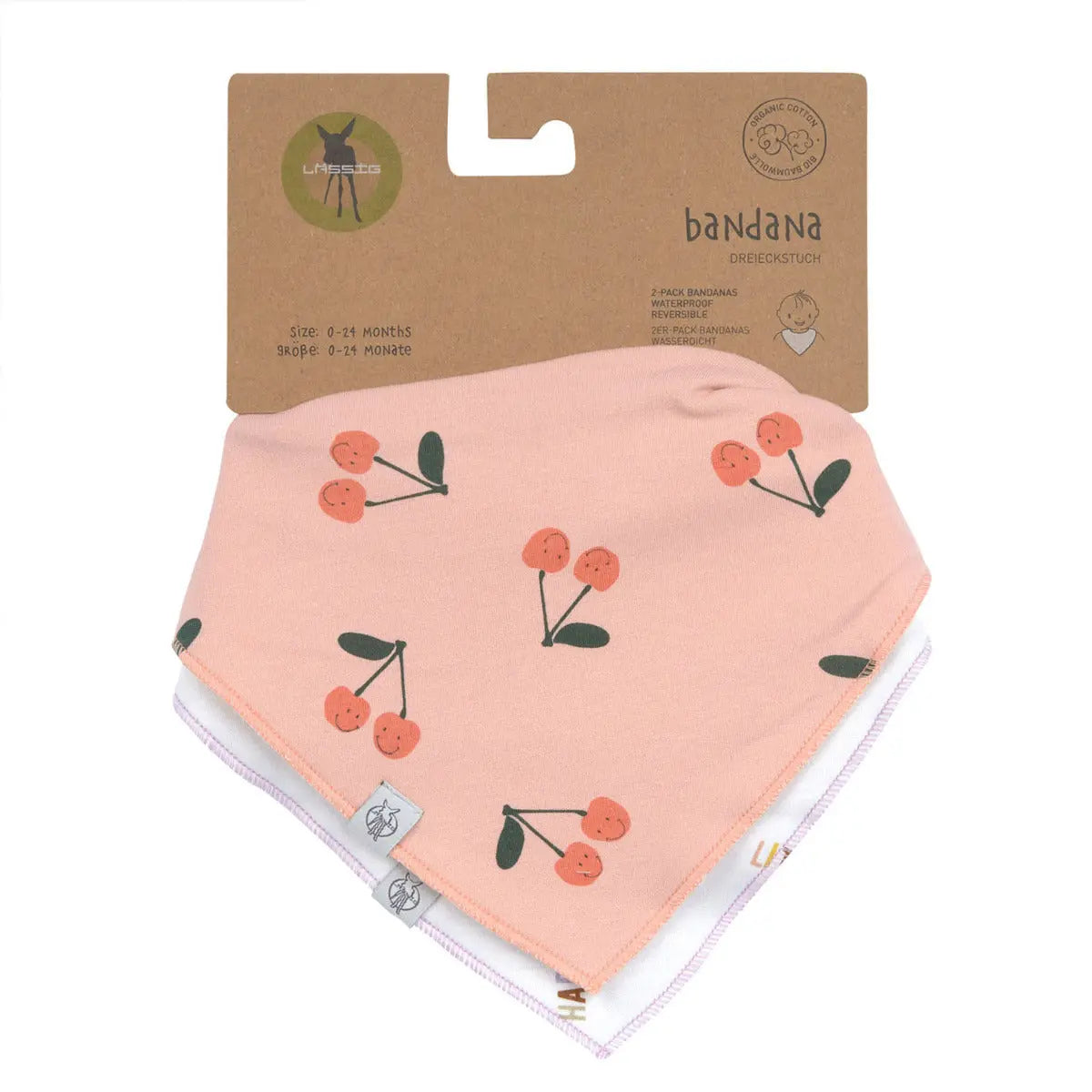 Bavoirs bandana en coton bio Lässig - Happy Fruits Cerise