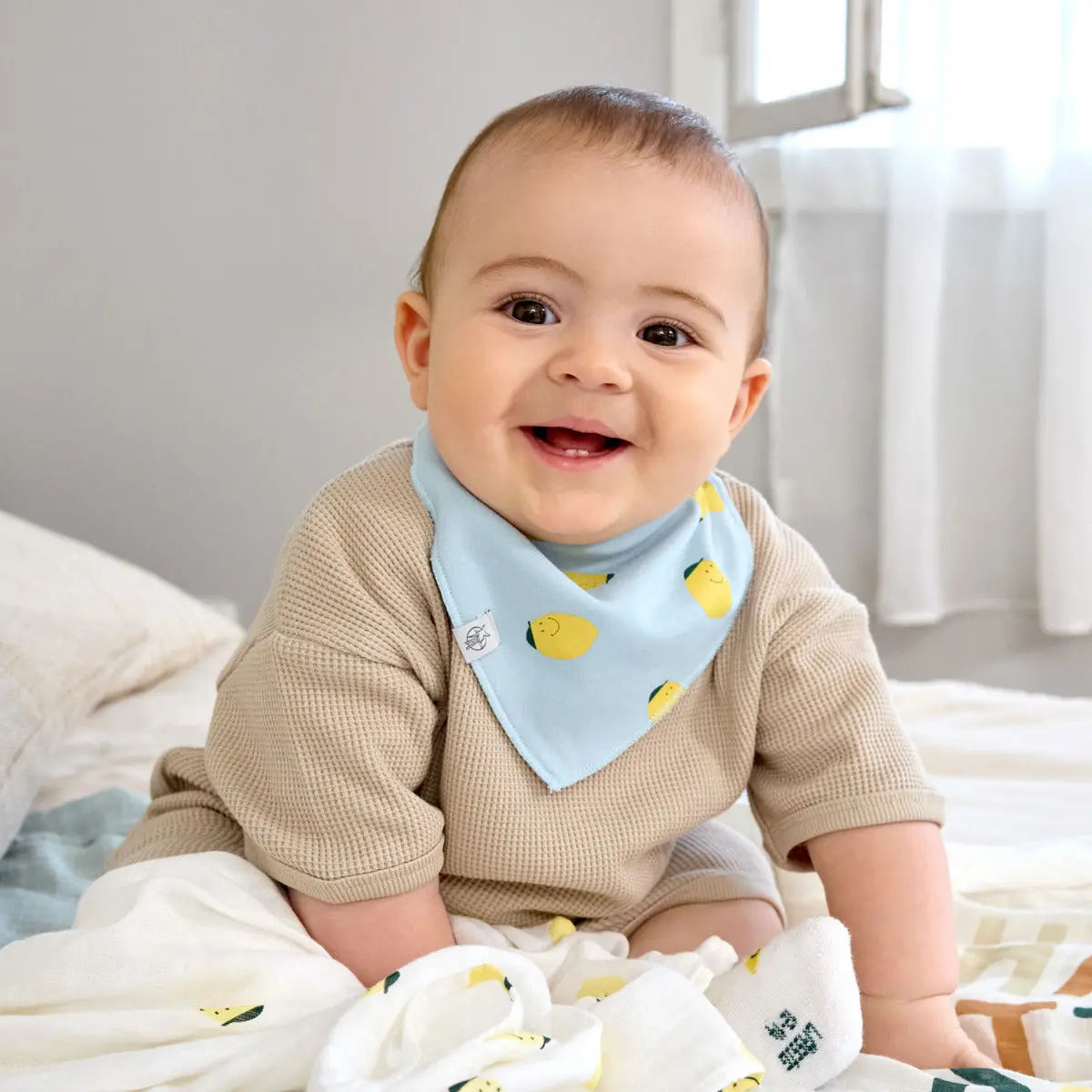 Bavoirs bandana en coton bio Lässig - Happy Fruits Citron