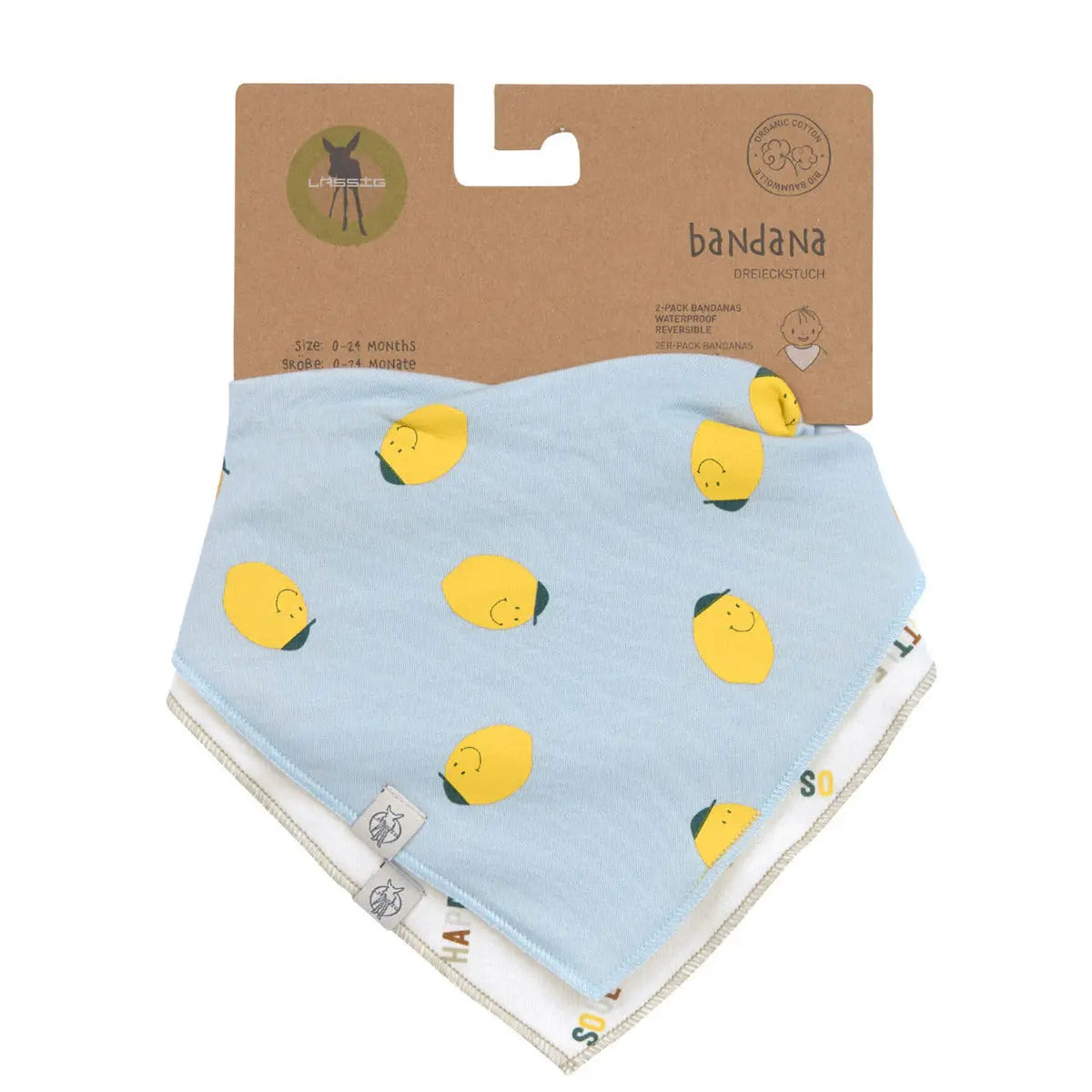 Bavoirs bandana en coton bio Lässig - Happy Fruits Citron