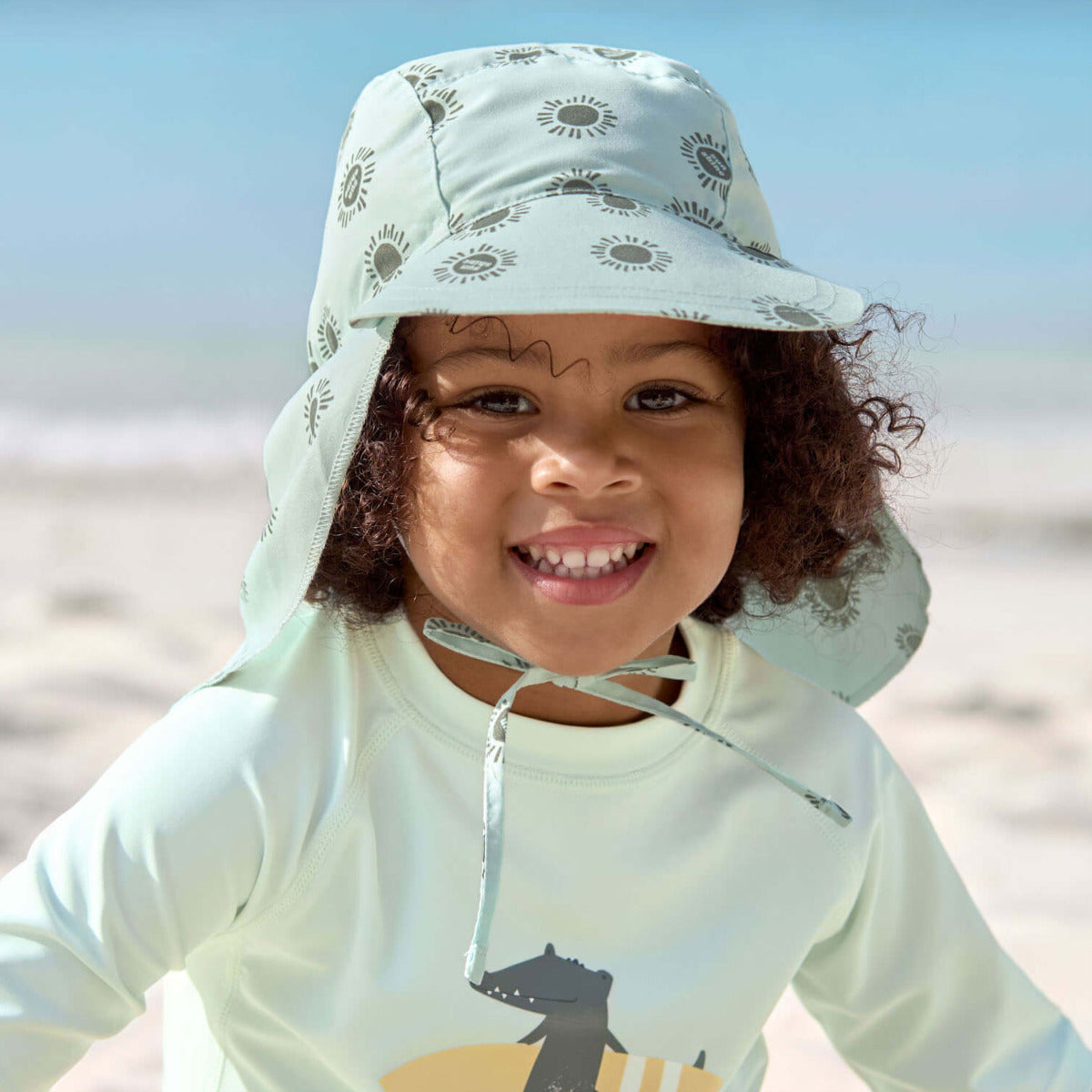 Casquette protège nuque anti-UV Lässig - Soleil vert écume