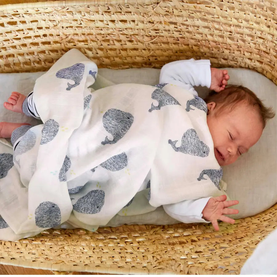 Lot de 2 langes d'emmaillotage Lässig Baleine