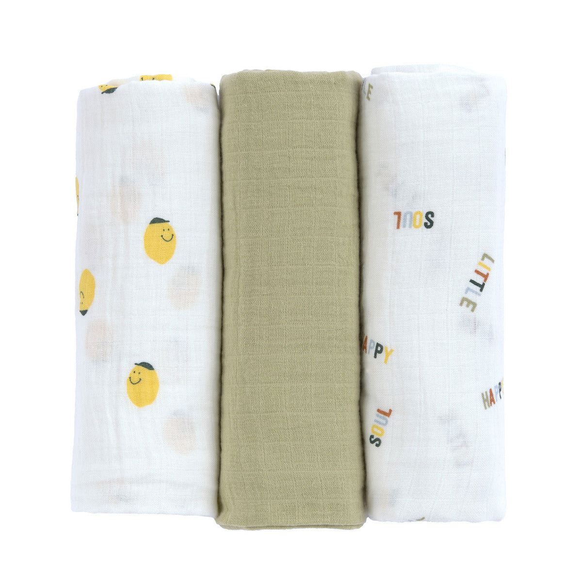 Lot de 3 langes très doux Lässig - Happy Fruits Citron