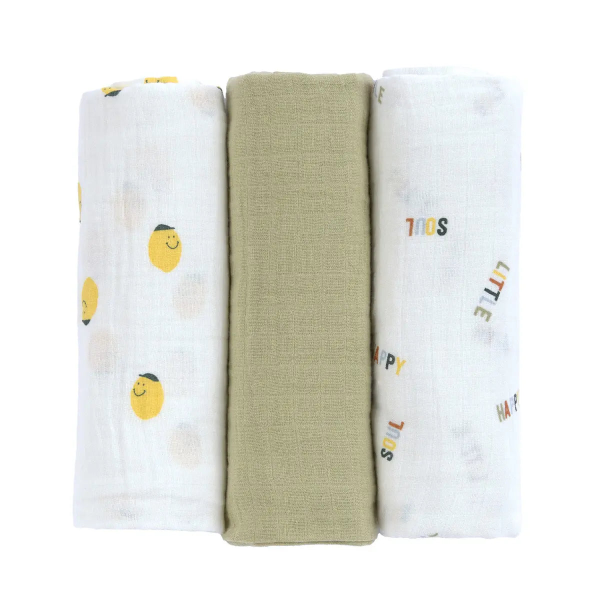 Lot de 3 langes très doux Lässig - Happy Fruits Citron