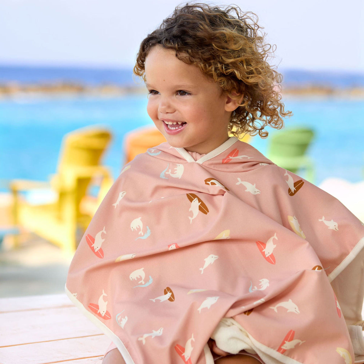 Poncho de plage anti-UV Lässig - Dauphin pêche