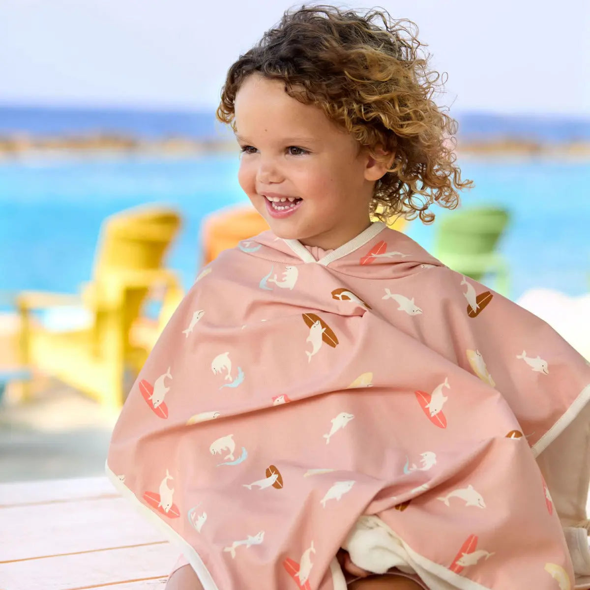 Poncho de plage anti-UV Lässig - Dauphin pêche