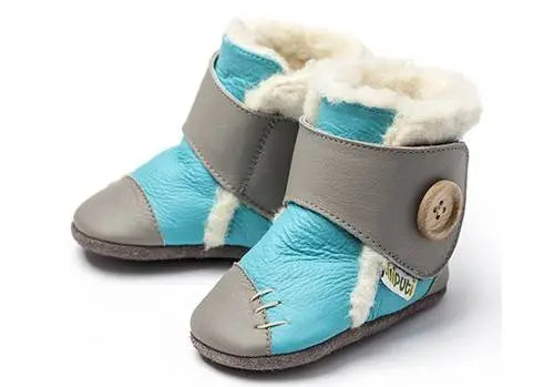 Bottines en cuir souple fourrées Artic Turquoise Liliputi