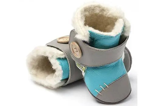 Bottines en cuir souple fourrées Artic Turquoise Liliputi