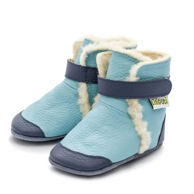 Bottines en cuir souple fourrées Eskimo Blue Liliputi