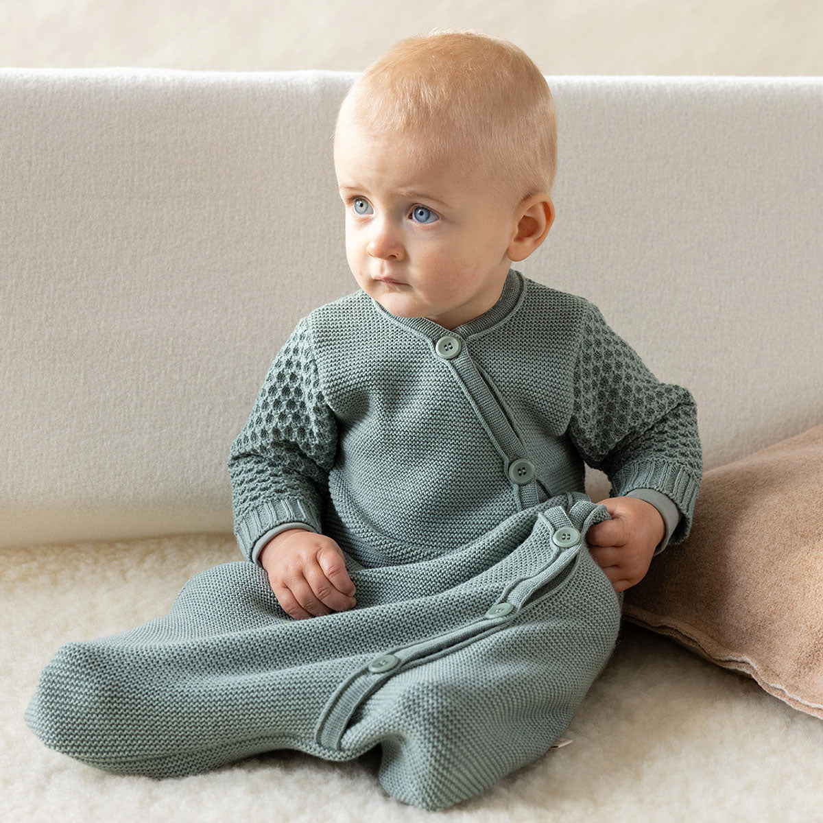 Gigoteuse à manches en laine merinos Disana - Soft Pink - Lilinappy