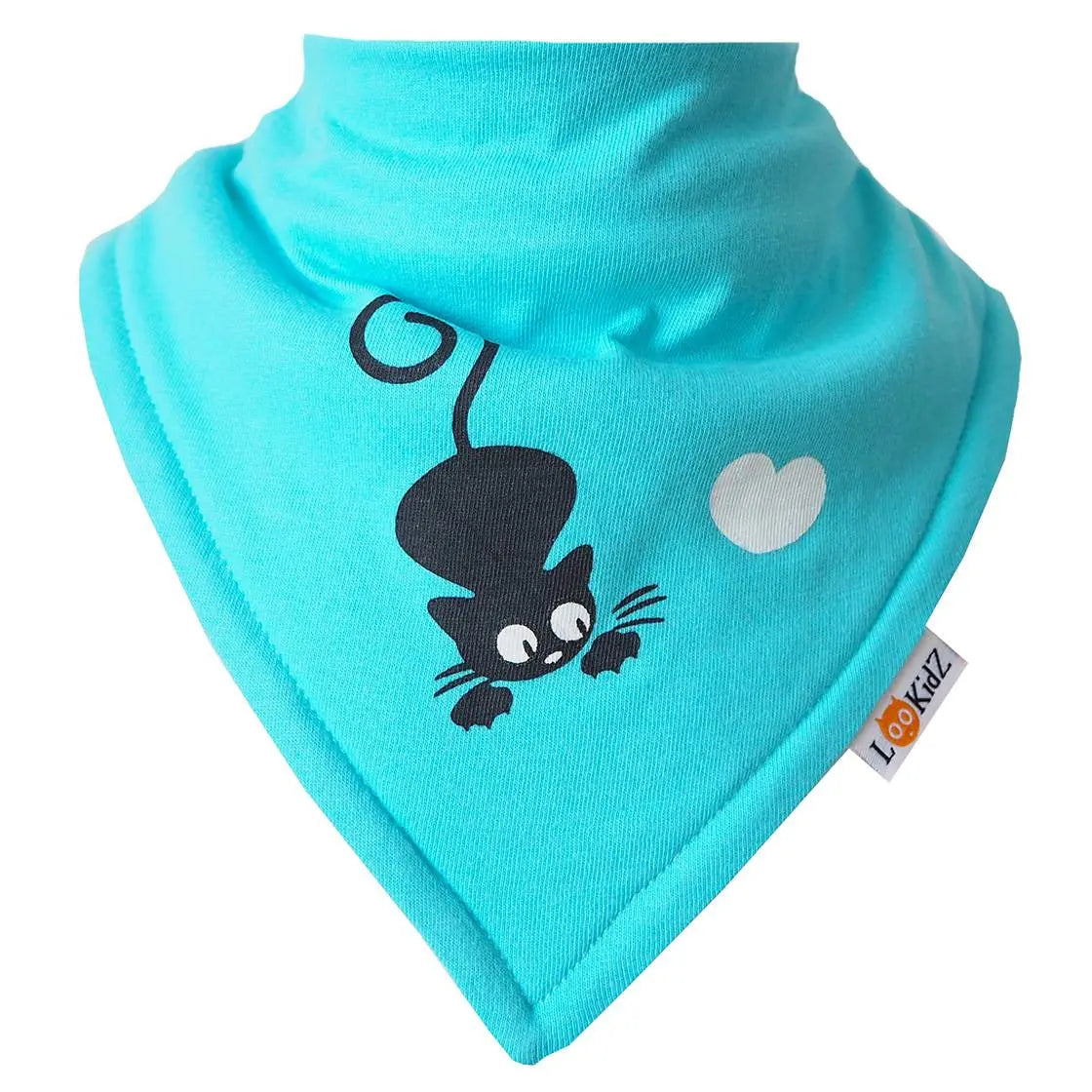 Bavoir bandana Lookidz Chat/coeur Turquoise