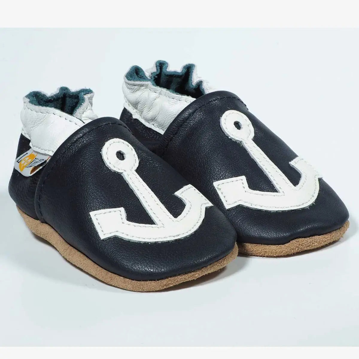 Chaussons en cuir souple Lookidz - Ancre - Lilinappy