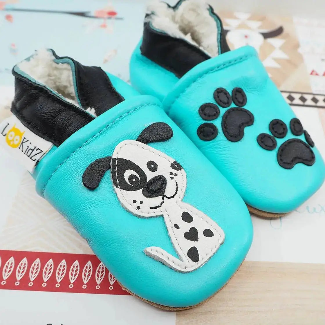 Chaussons en cuir fourrés Lookidz Doggy
