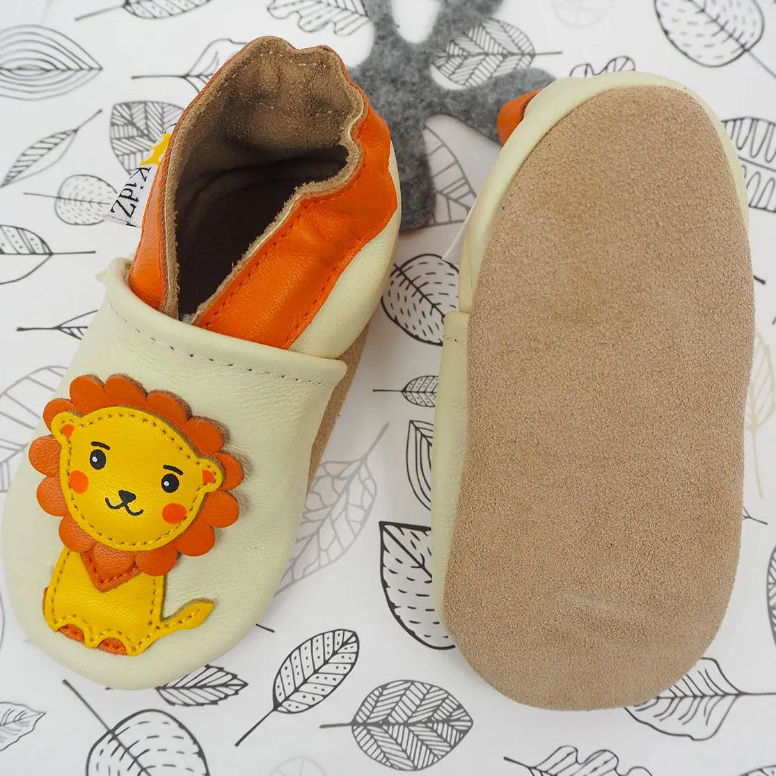 Chaussons en cuir souple Lookidz - Lion - Lilinappy